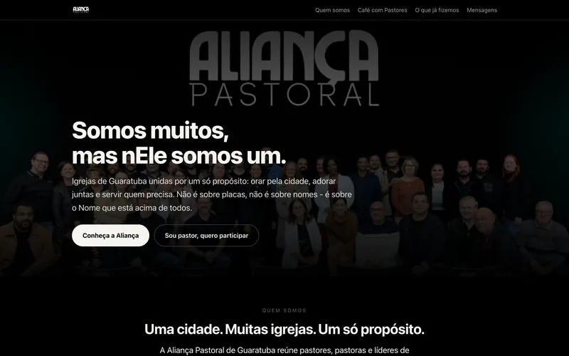 Tela inicial do site Aliança Pastoral