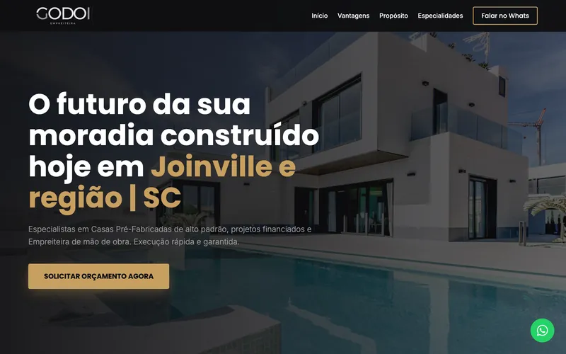 Tela inicial do site Empreiteira GODOI