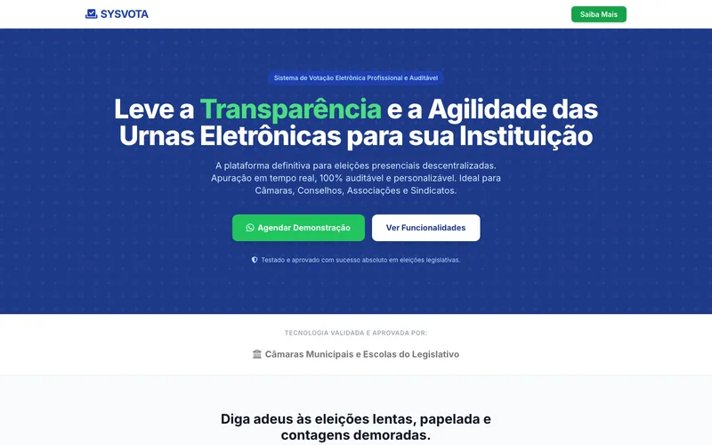 Tela inicial do site SYSVOTA
